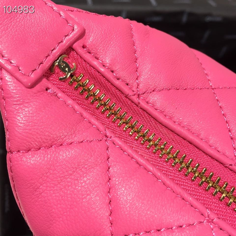 Ch**el Lambskin Gold Metal Pink Small Hobo Bag