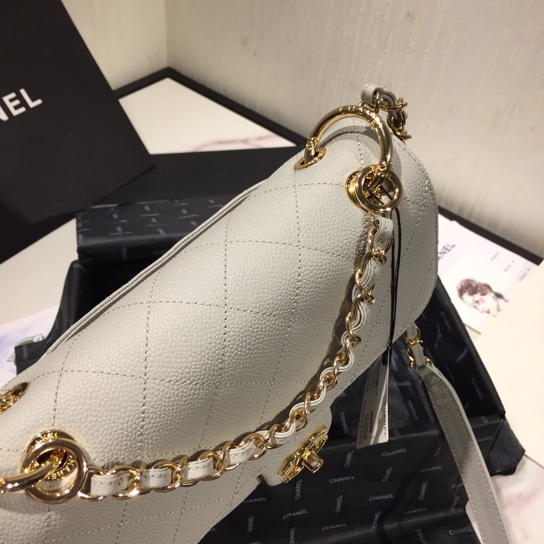 Ch**el Small Grained Calfskin Flap Bag AS1459