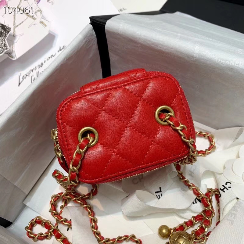 Ch**el 2020 SS Cosmetic Bag Red
