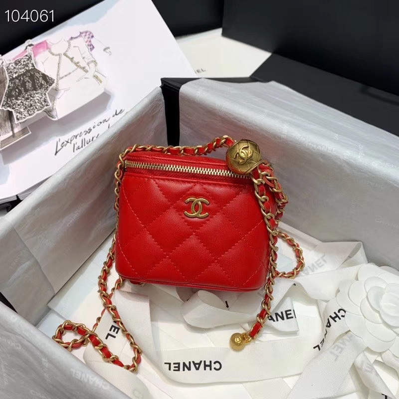 Ch**el 2020 SS Cosmetic Bag Red