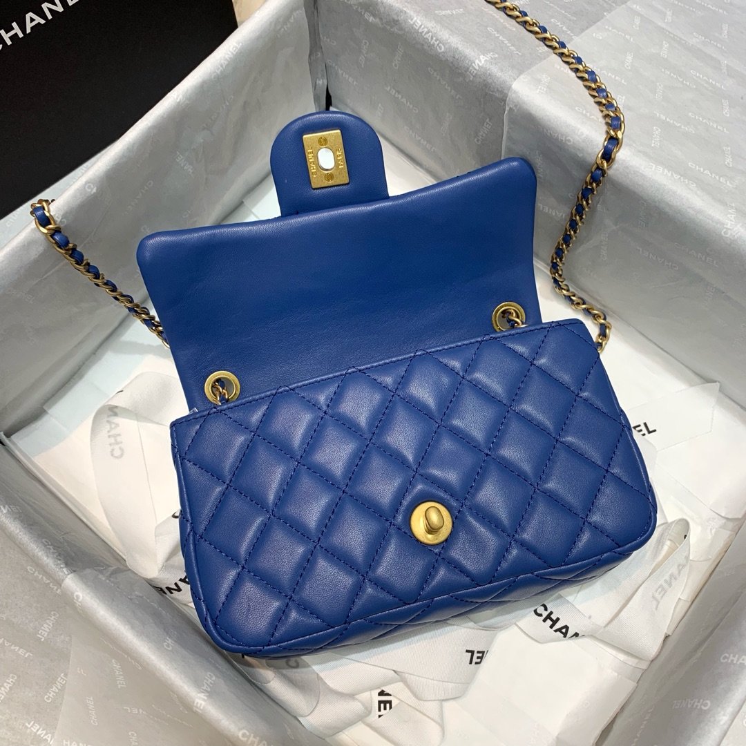 Ch**el Flap Bag 20CM Navy Blue