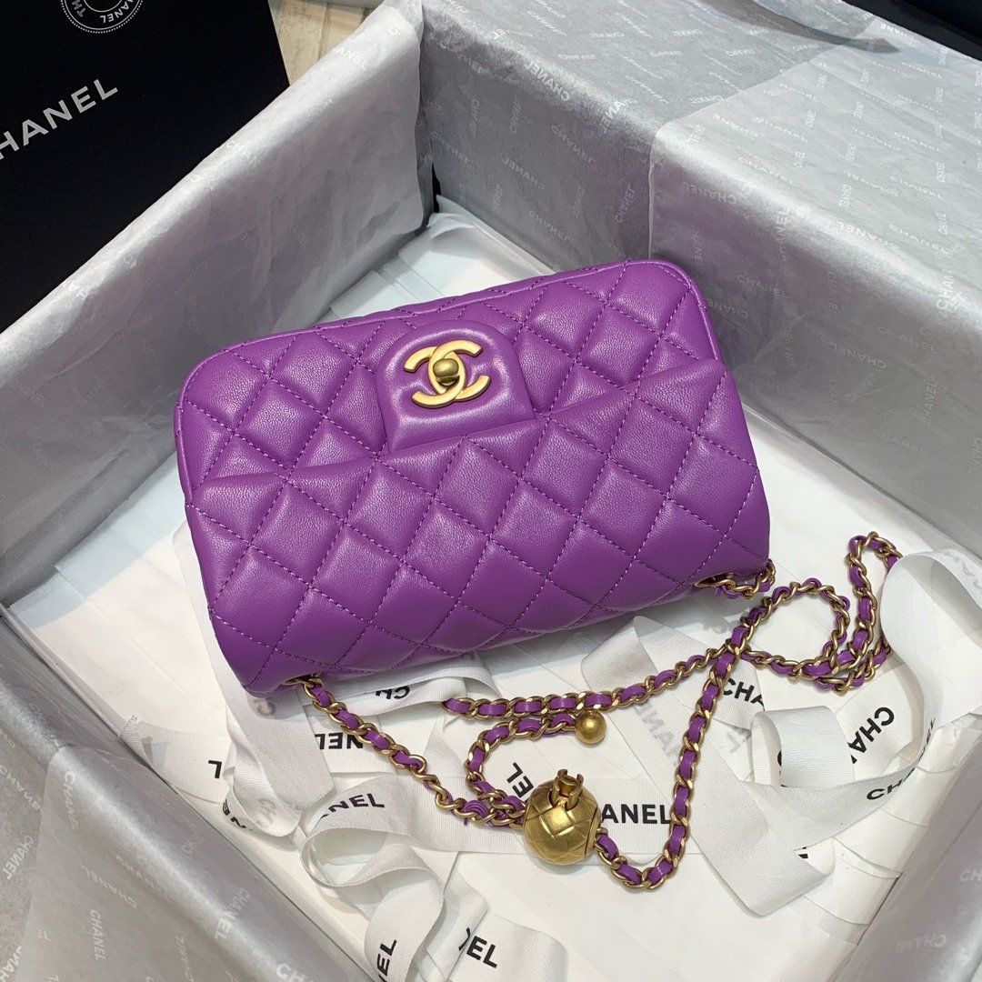 Ch**el Flap Bag 20CM Purple