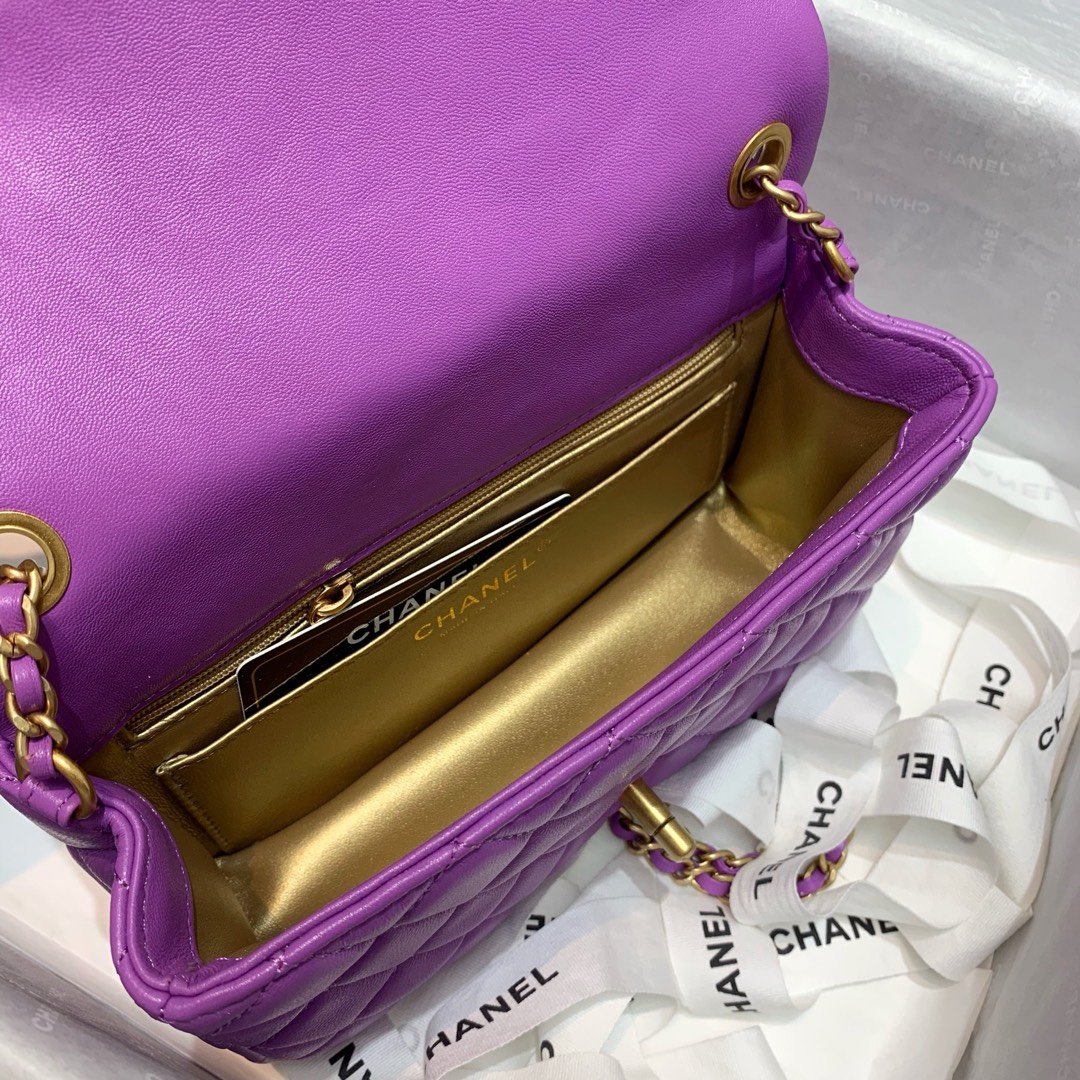 Ch**el Flap Bag 20CM Purple