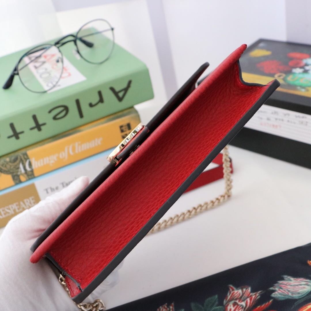 Gvc*1 510314 Red Leather Interlocking Bag