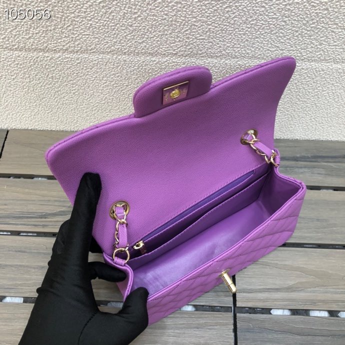 Ch**el Caviar Flap bag 20cm Purple
