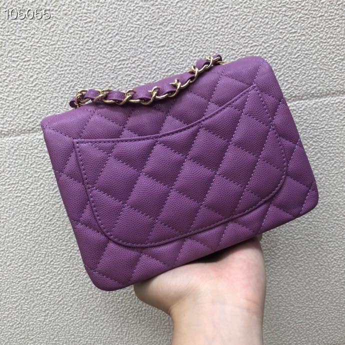 Ch**el Caviar Flap bag 17cm Purple