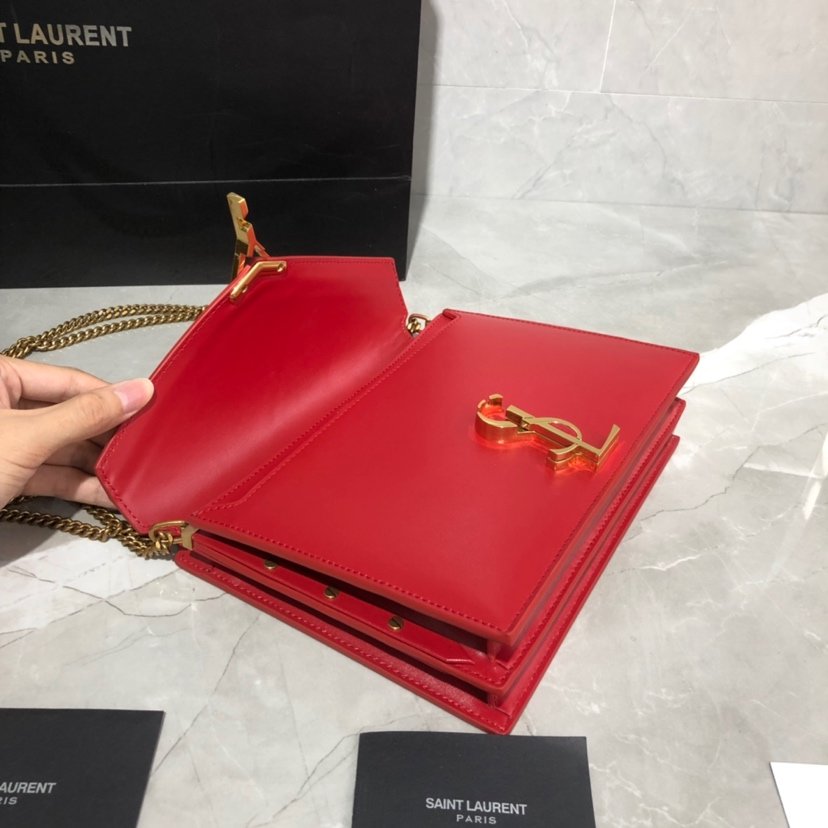 Y51 Sa1nt Lau*nt Cassandra Clasp Bag Red