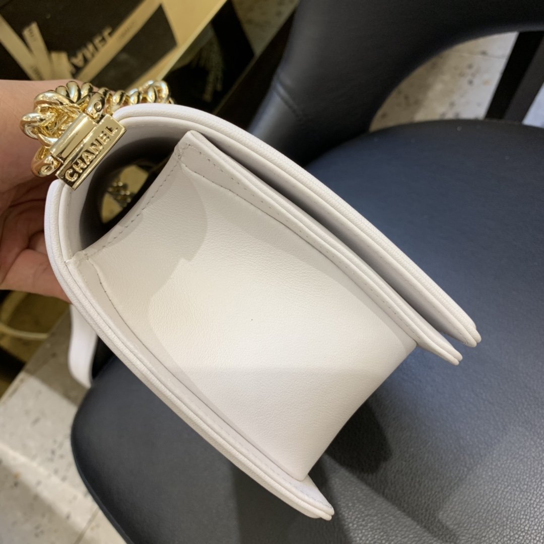 Ch**el V Boy Bag 25cm White