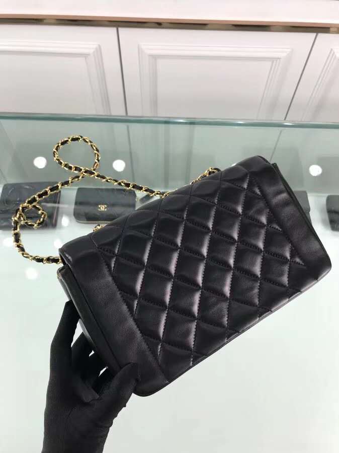 Ch**el Flap Bag 25cm Lambskin Black