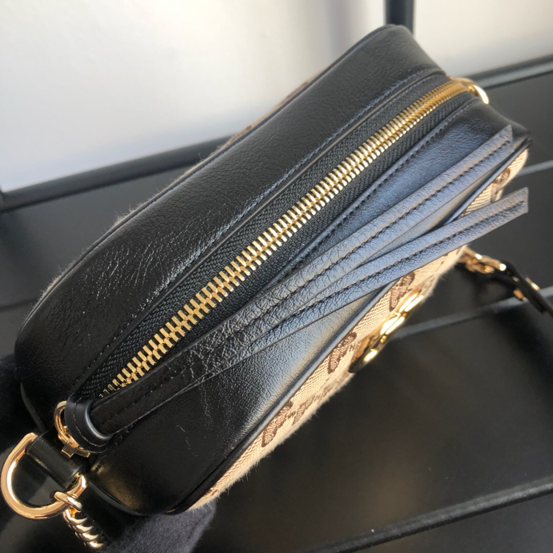Gvc*1 Black GG Marmont Mini Bag 18cm