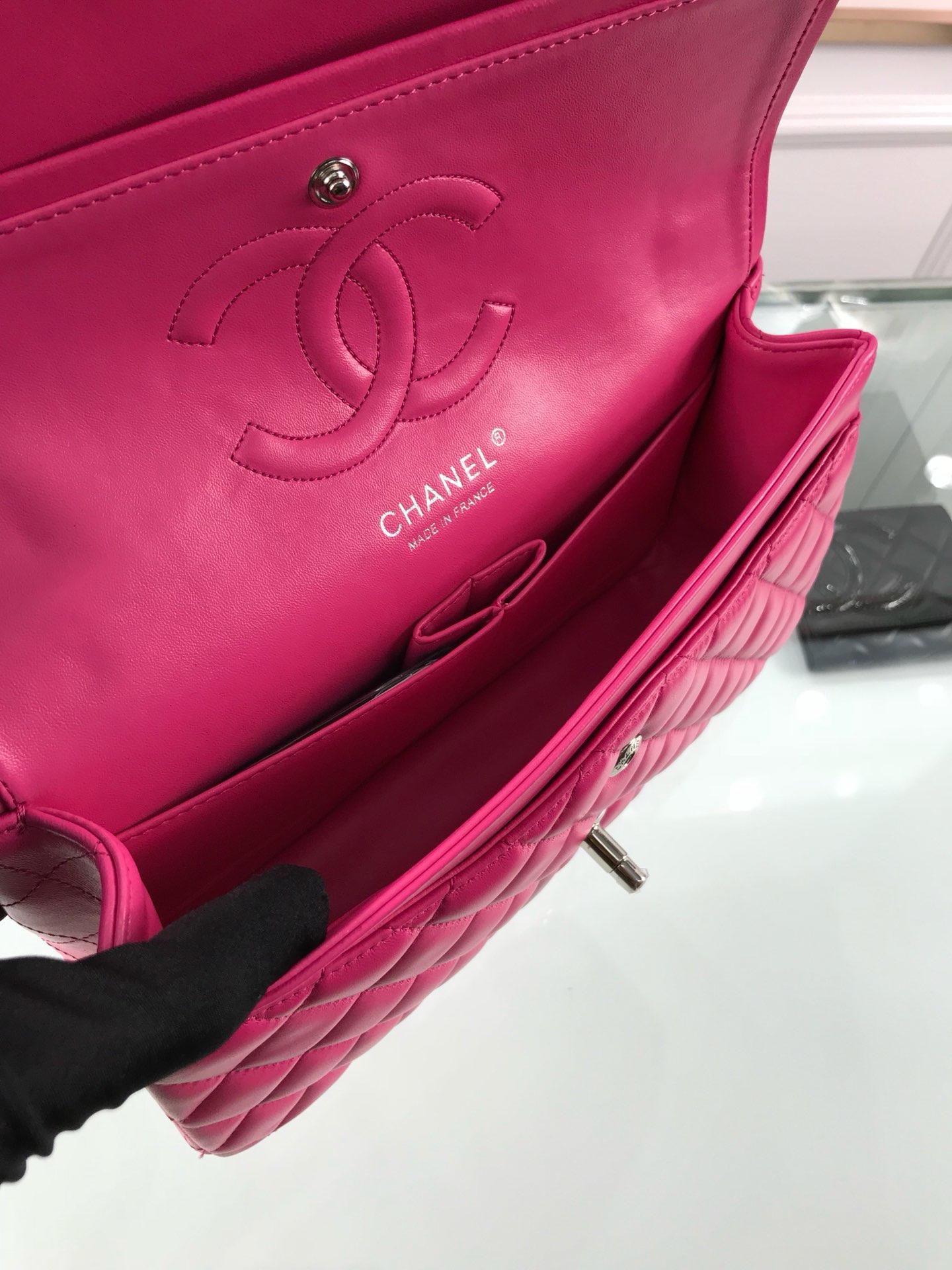 Bagsaaa Ch**el Flap Bag Lambskin Hot Pink - 25cm