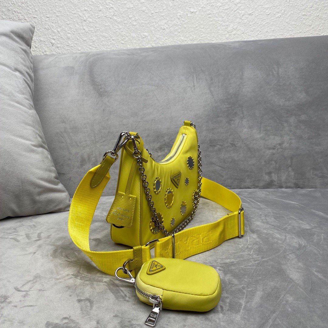 Pra*a 1BH204 Nylon Hobo Bag 22cm 005