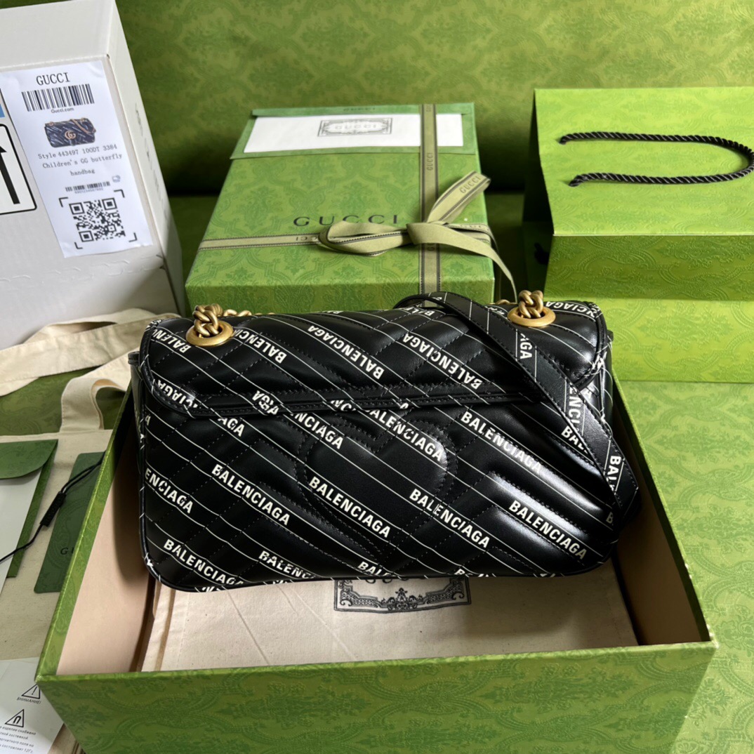 Gvc*1 X Ba1en*iaga Marmont bag 26cm Black