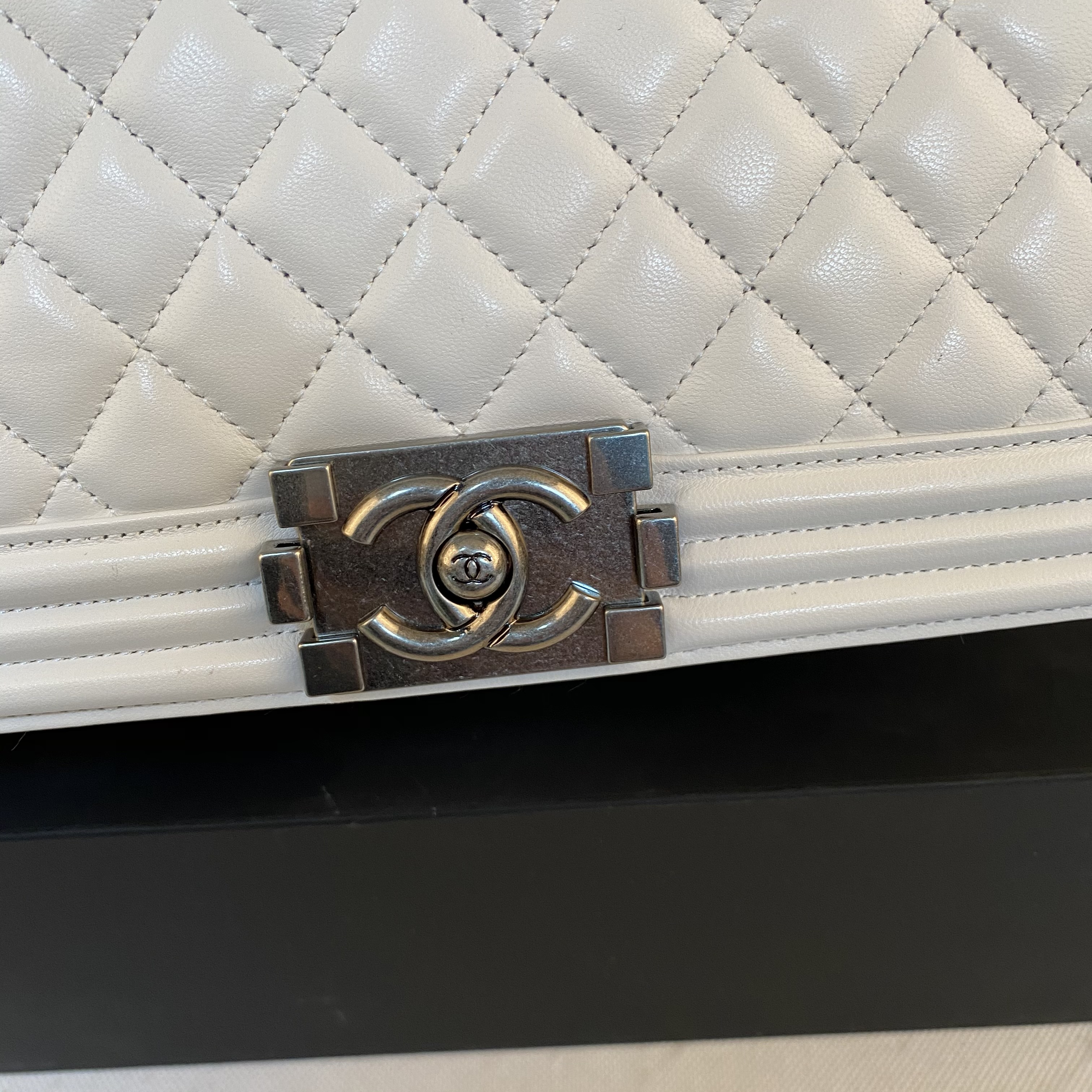 Ch**el Leboy Bag Lambskin 25cm Silver hardware White 