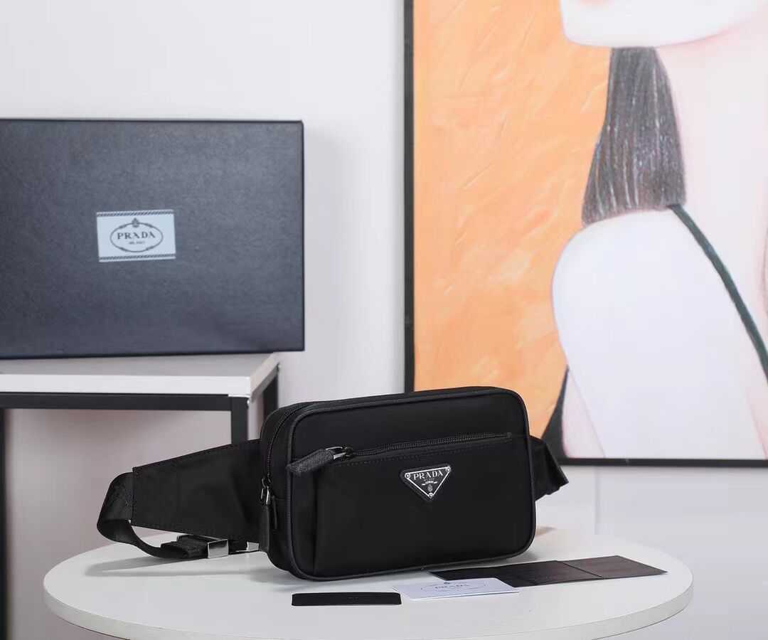 Pra*a Re-Nylon and Saffiano leather belt bag