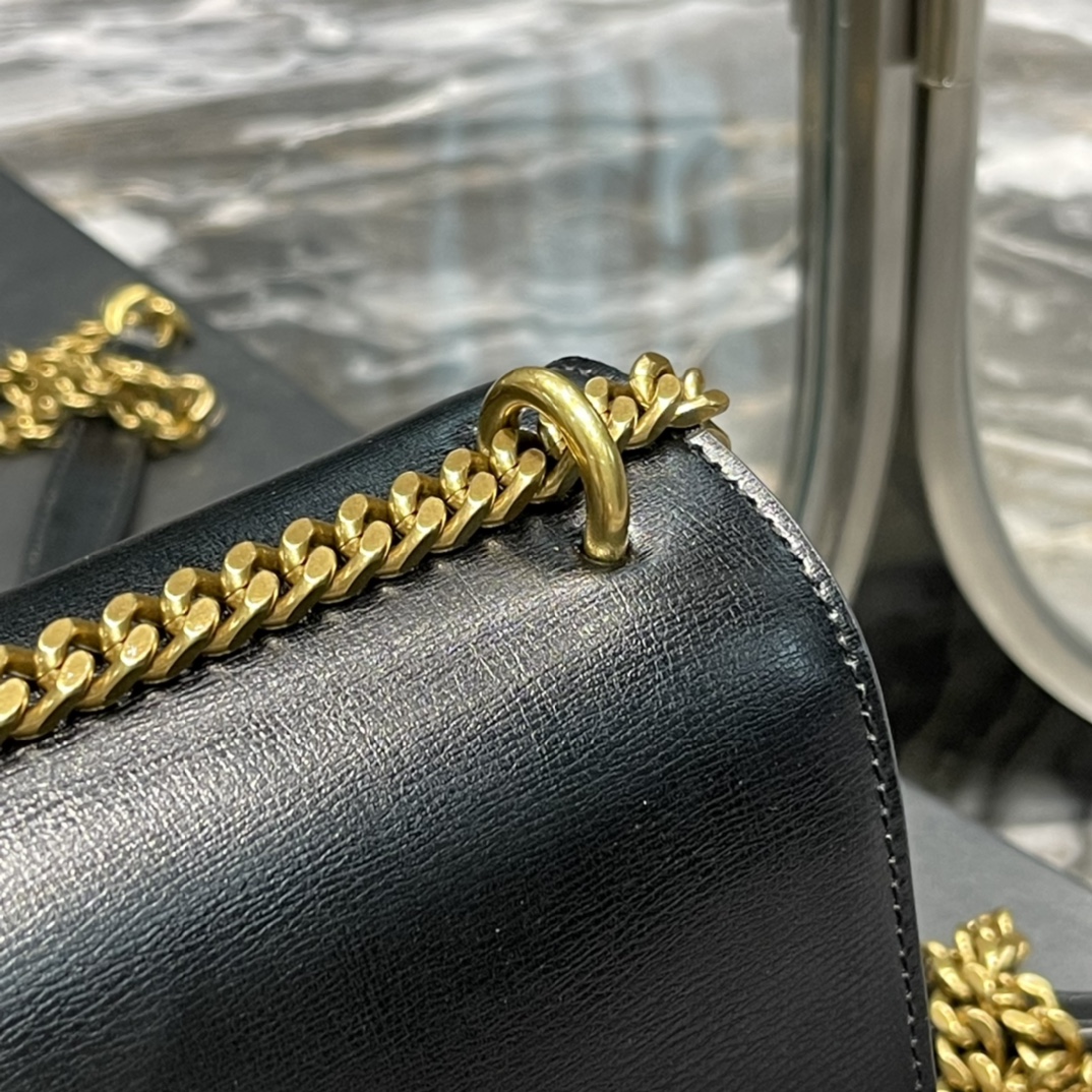 Y51 Monogram Sunset Leather Crossbody Bag 442906 Black with gold hardware 22cm