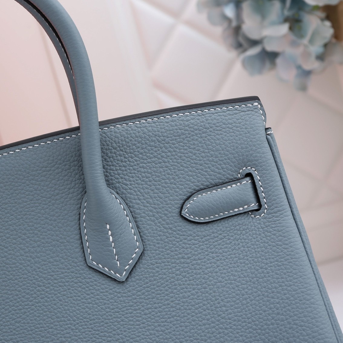 H**me5 original togo leather birkin 30cm bag in Light Blue