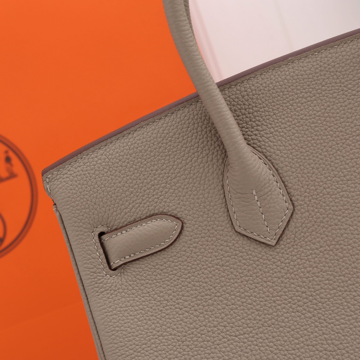 H**me5 original togo leather birkin 30cm bag in Gray