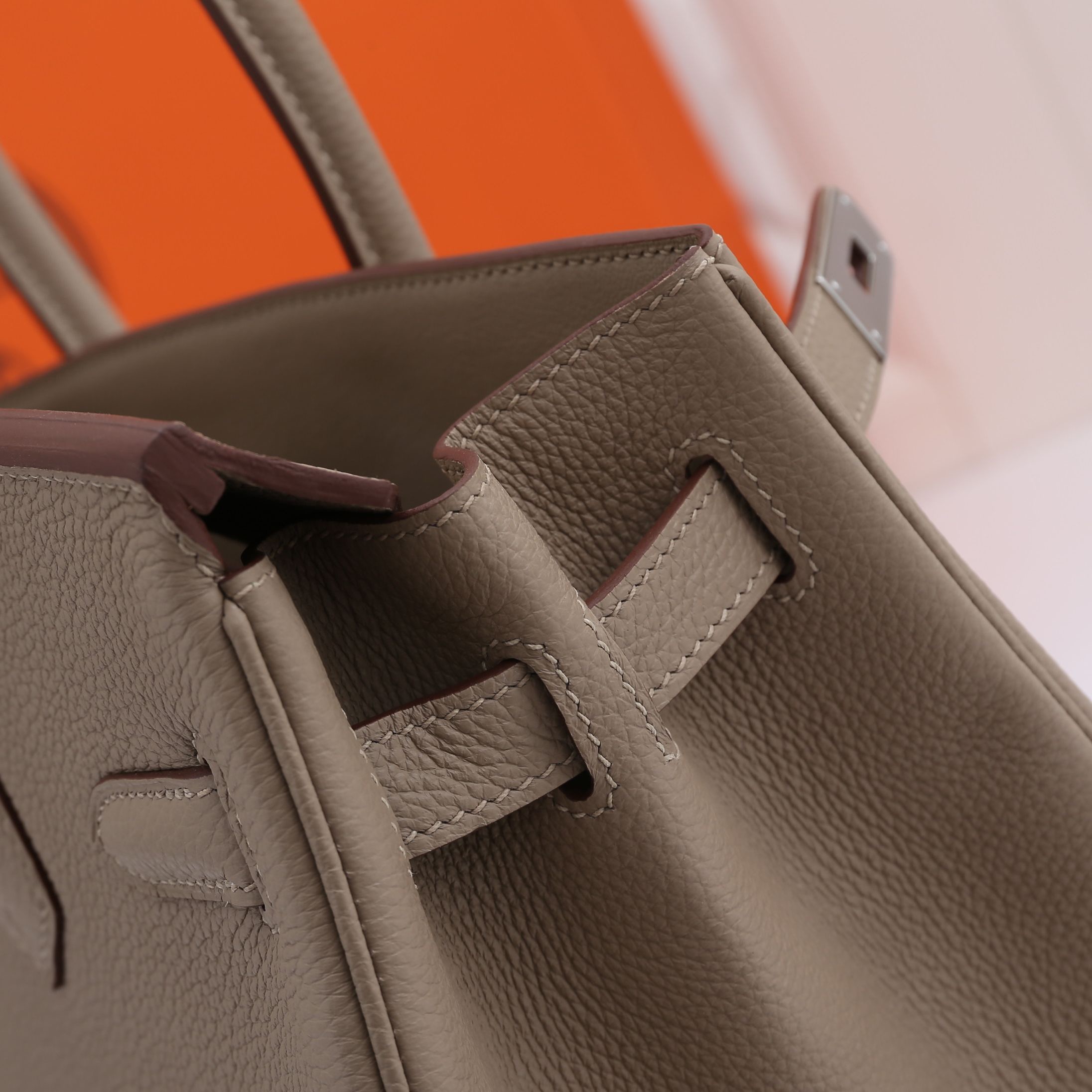 H**me5 original togo leather birkin 30cm bag in Gray