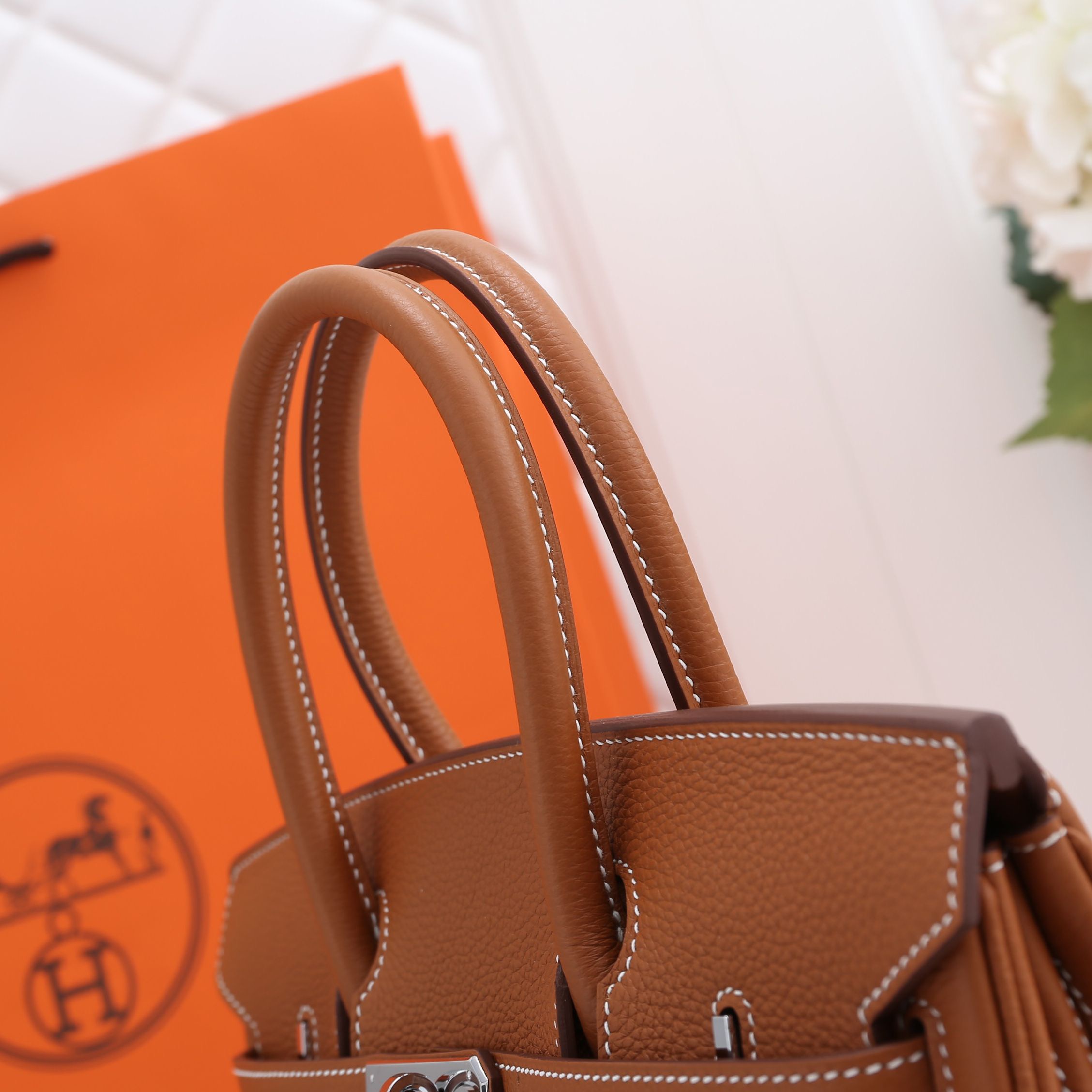 H**me5 original togo leather birkin 30cm bag in Coffee