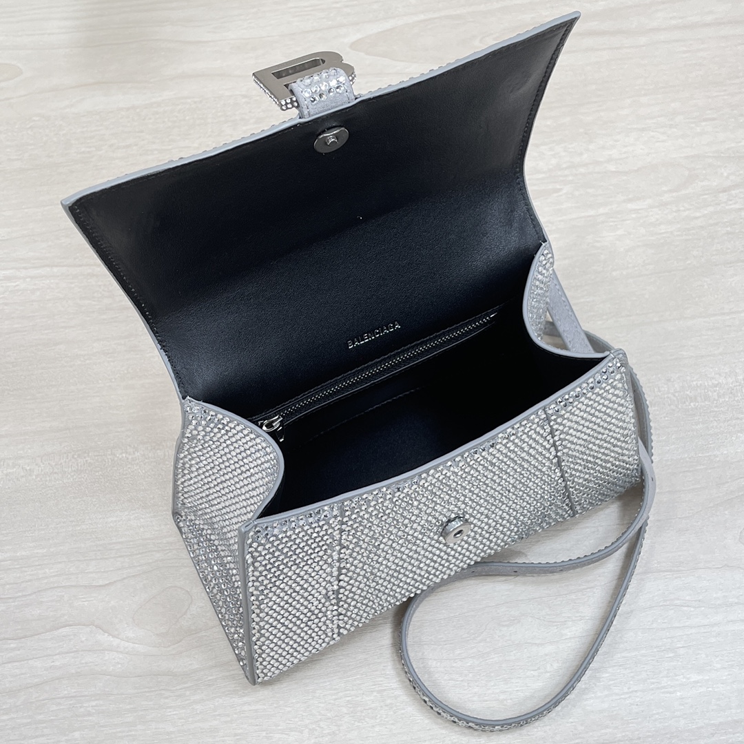 Ba1en*iaga Hourglass Handbaag 23cm Silver 