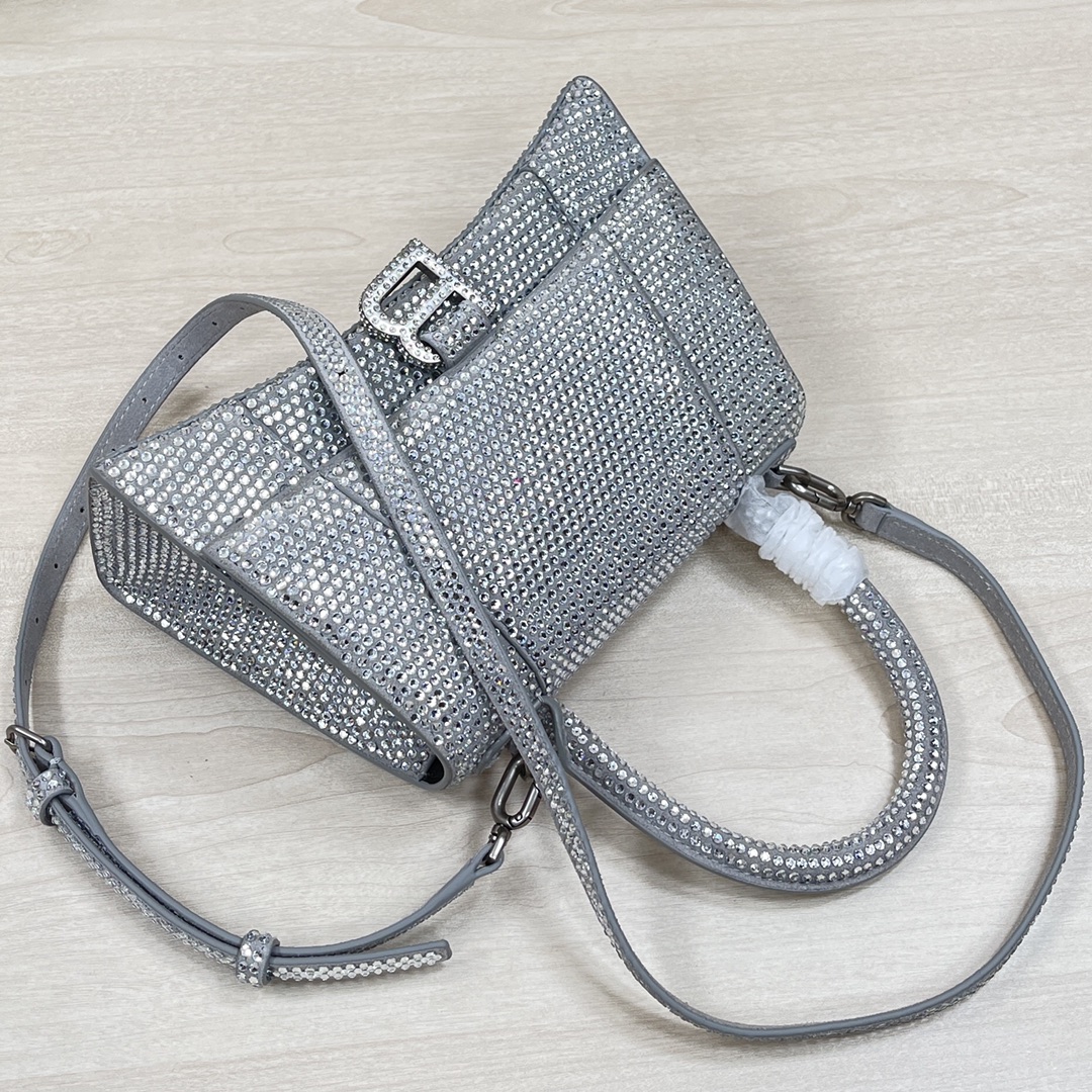 Ba1en*iaga Hourglass Handbaag 23cm Silver 