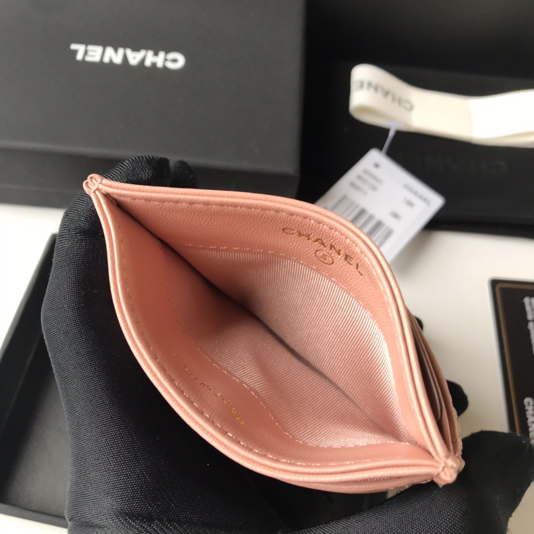 Ch**el Wallet Lambskin Pink 
