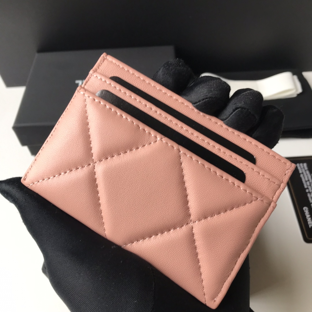 Ch**el Wallet Lambskin Pink 