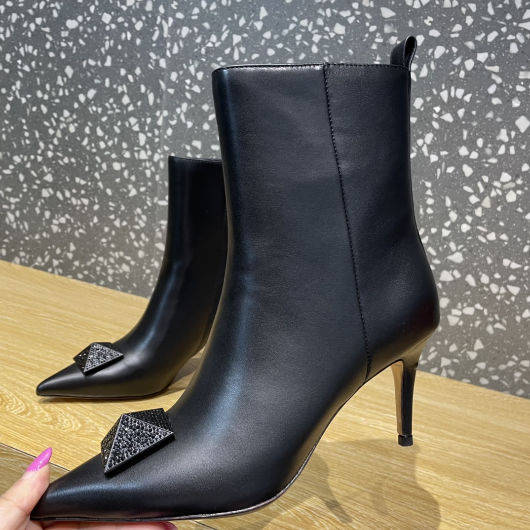 Va1e*ntin0 Boots Heels 8CM Black