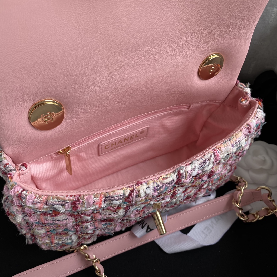 Ch**el Flap Bag 19cm Pink