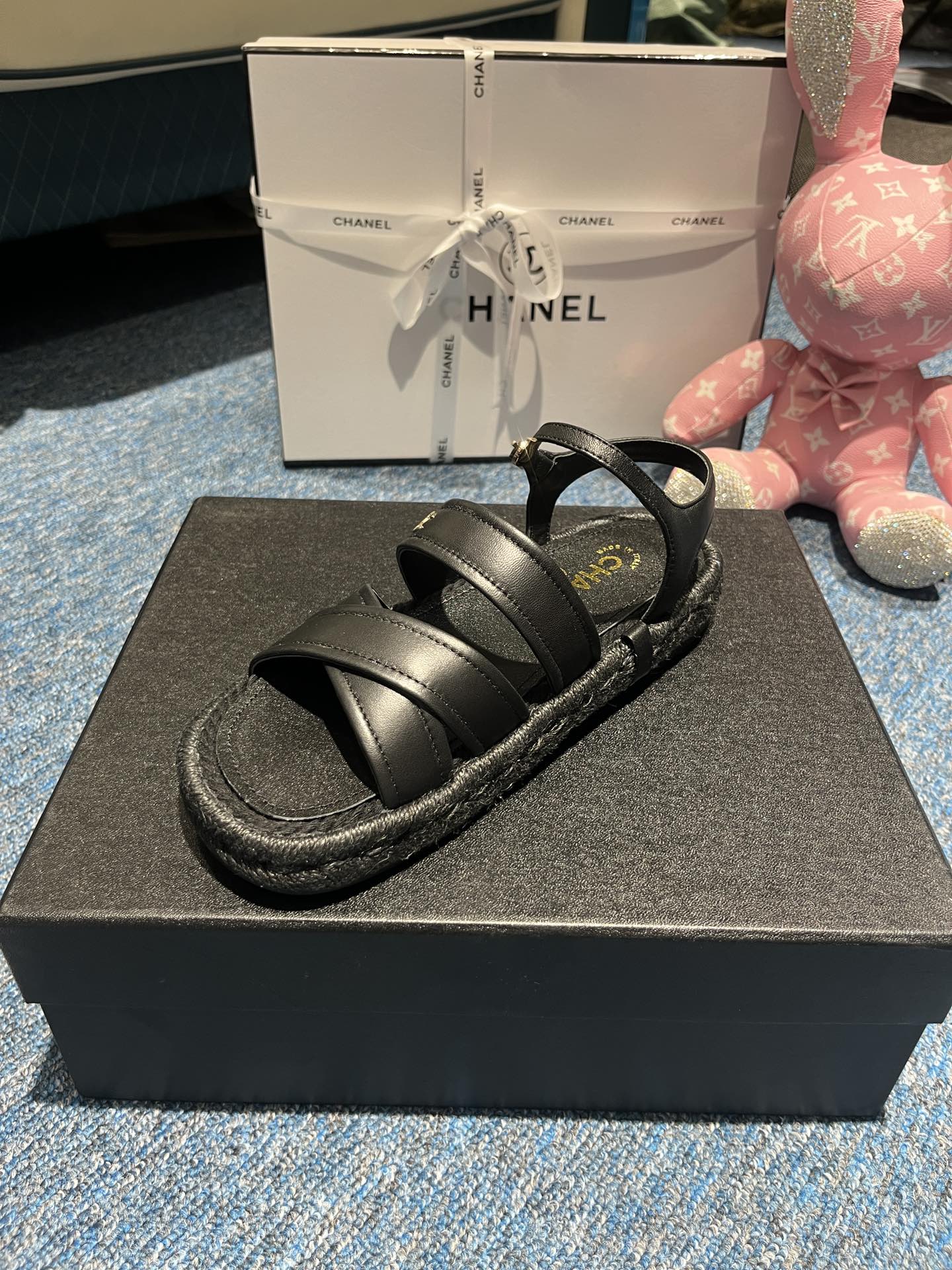 Ch**el Sandals Black 01