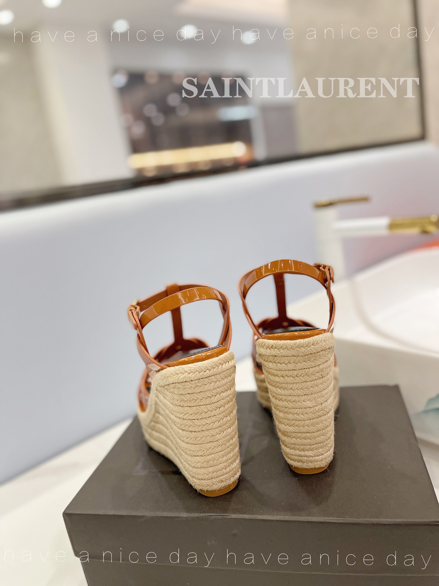 Y51 Espadrille Wedge Sandals Brown