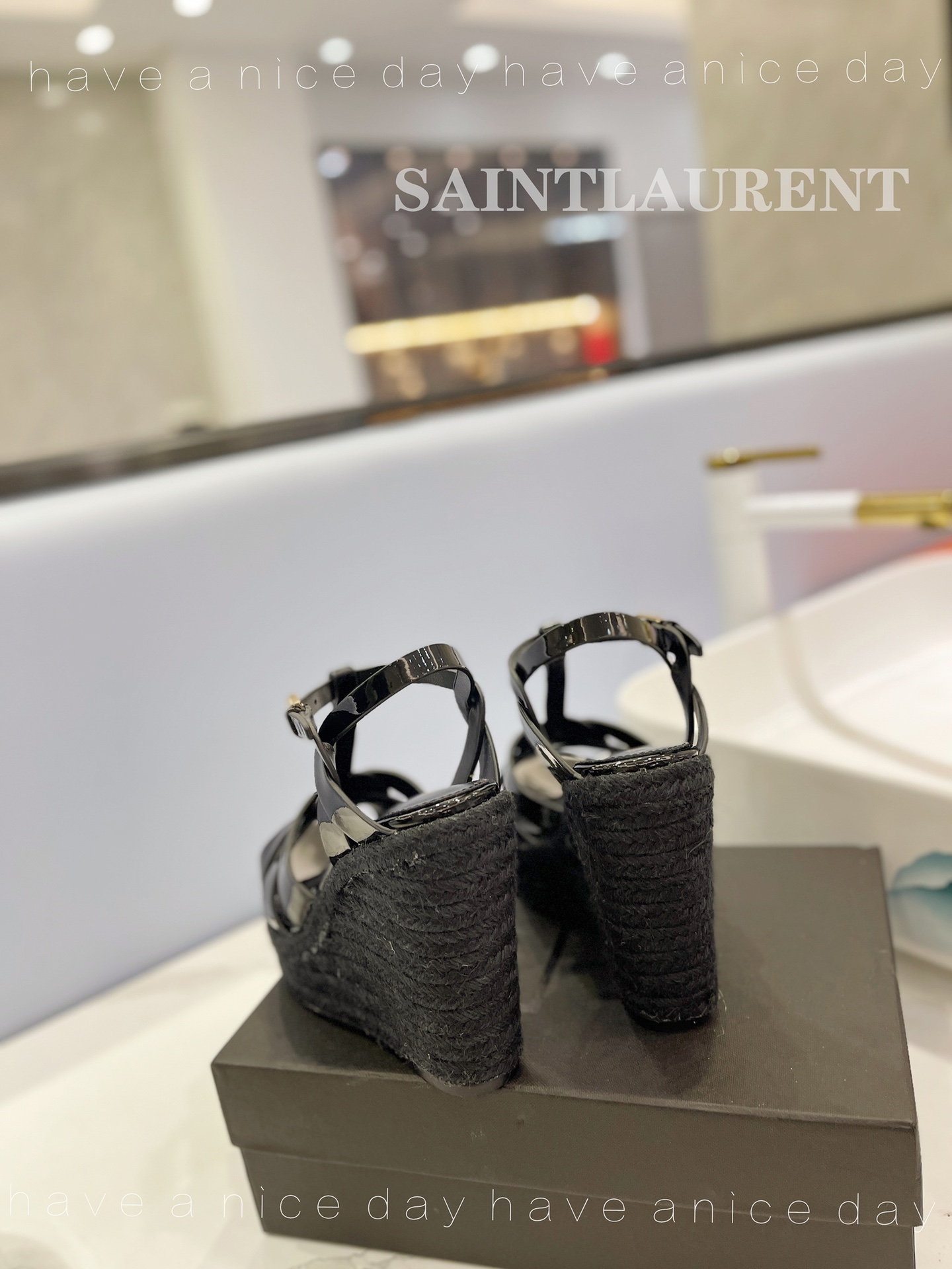 Y51 Espadrille Wedge Sandals Black