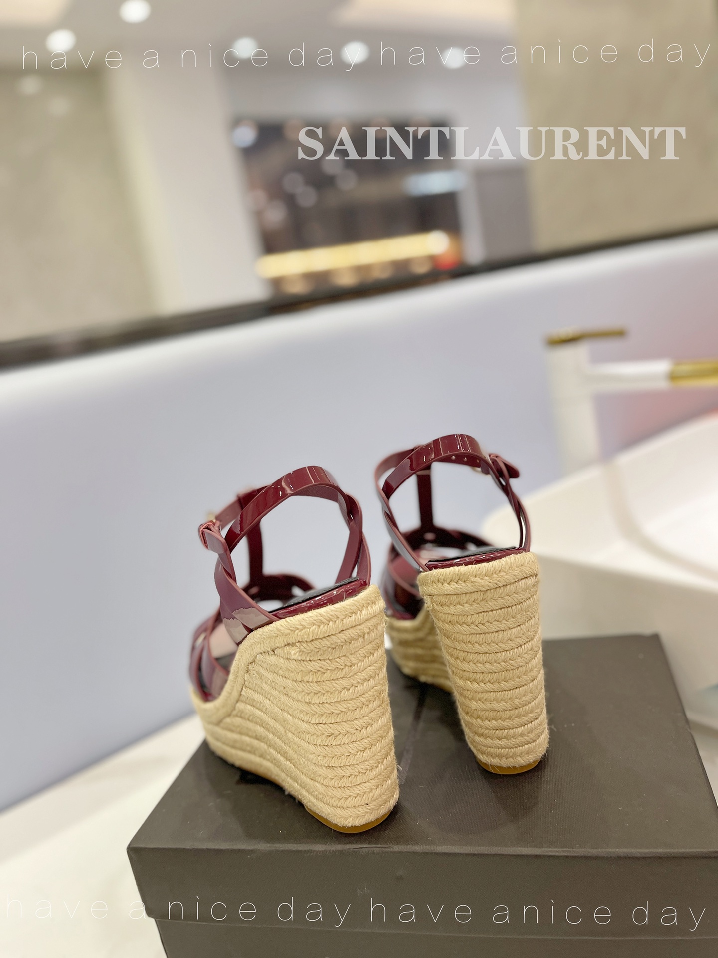 Y51 Espadrille Wedge Sandals Claret