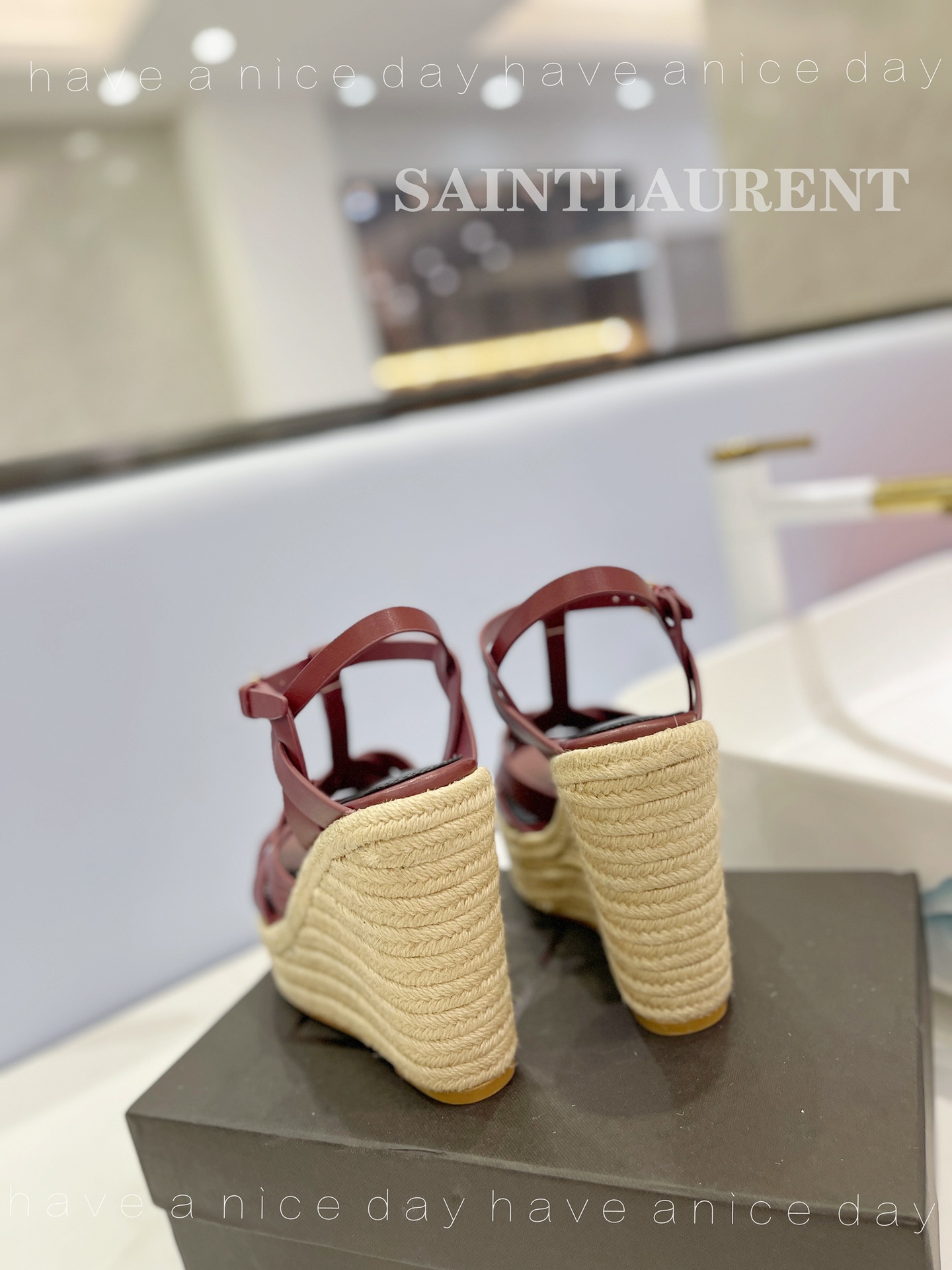 Y51 Espadrille Wedge Sandals Matte Claret
