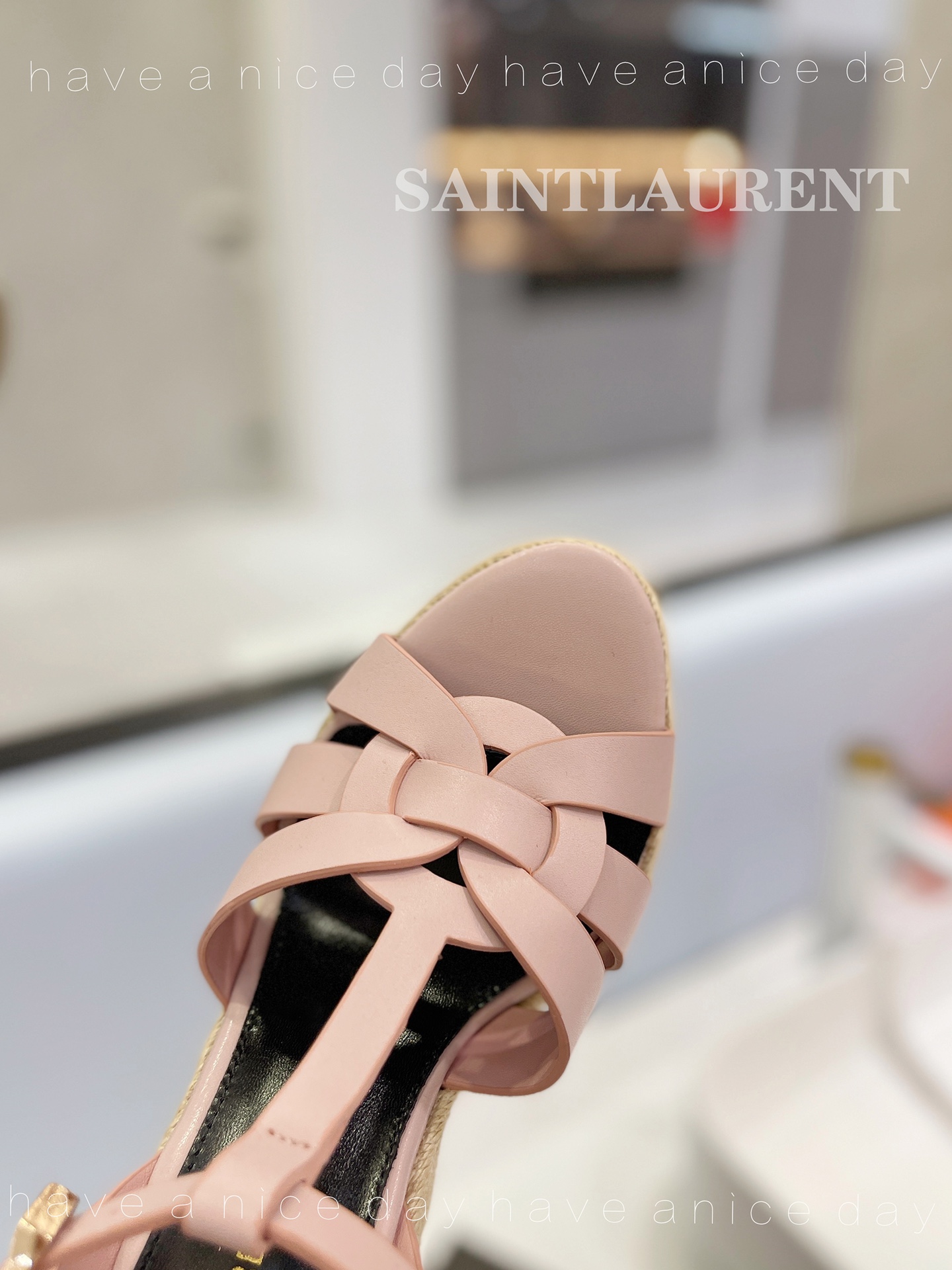 Y51 Espadrille Wedge Sandals Matte Pink