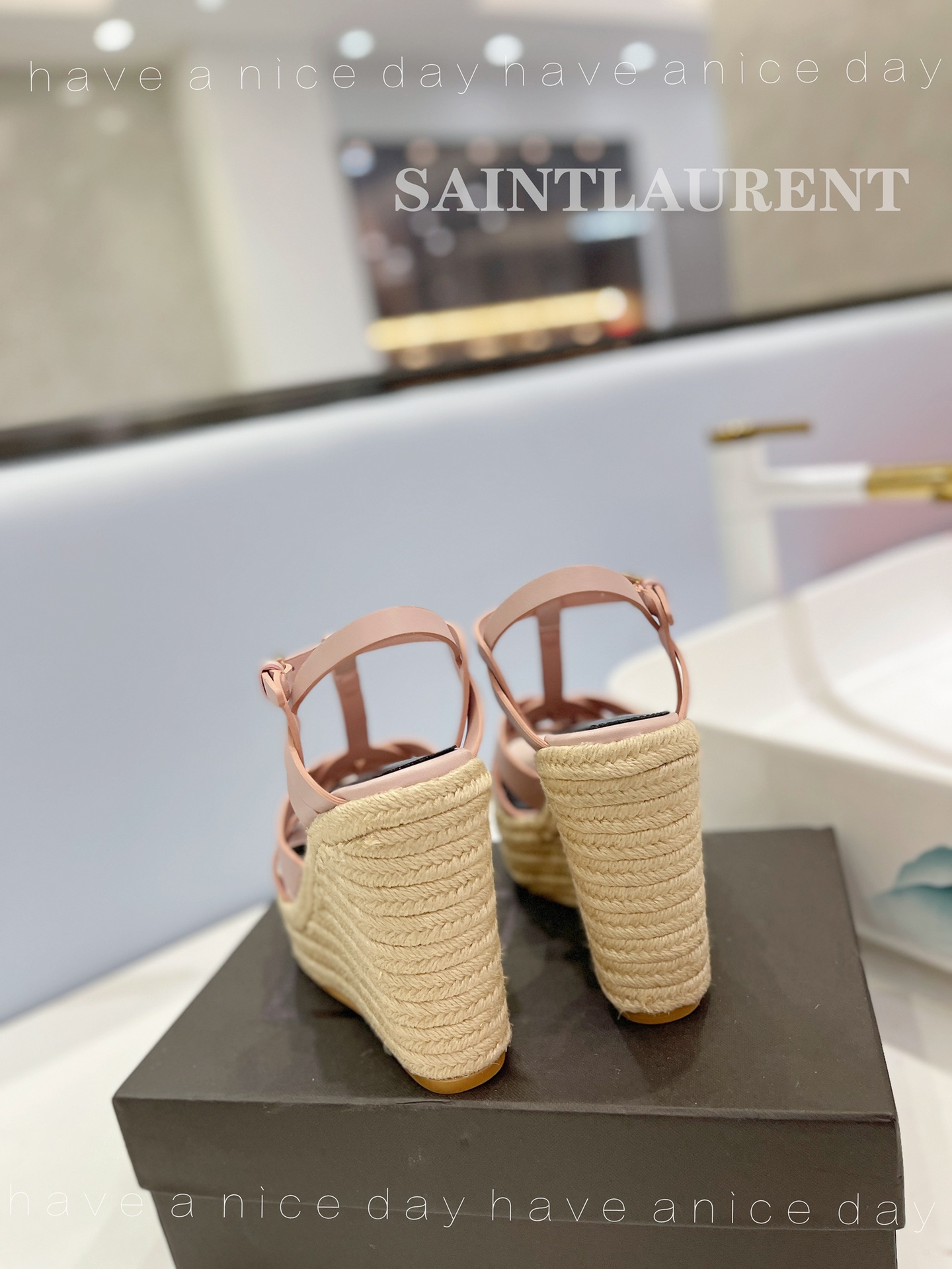Y51 Espadrille Wedge Sandals Matte Pink