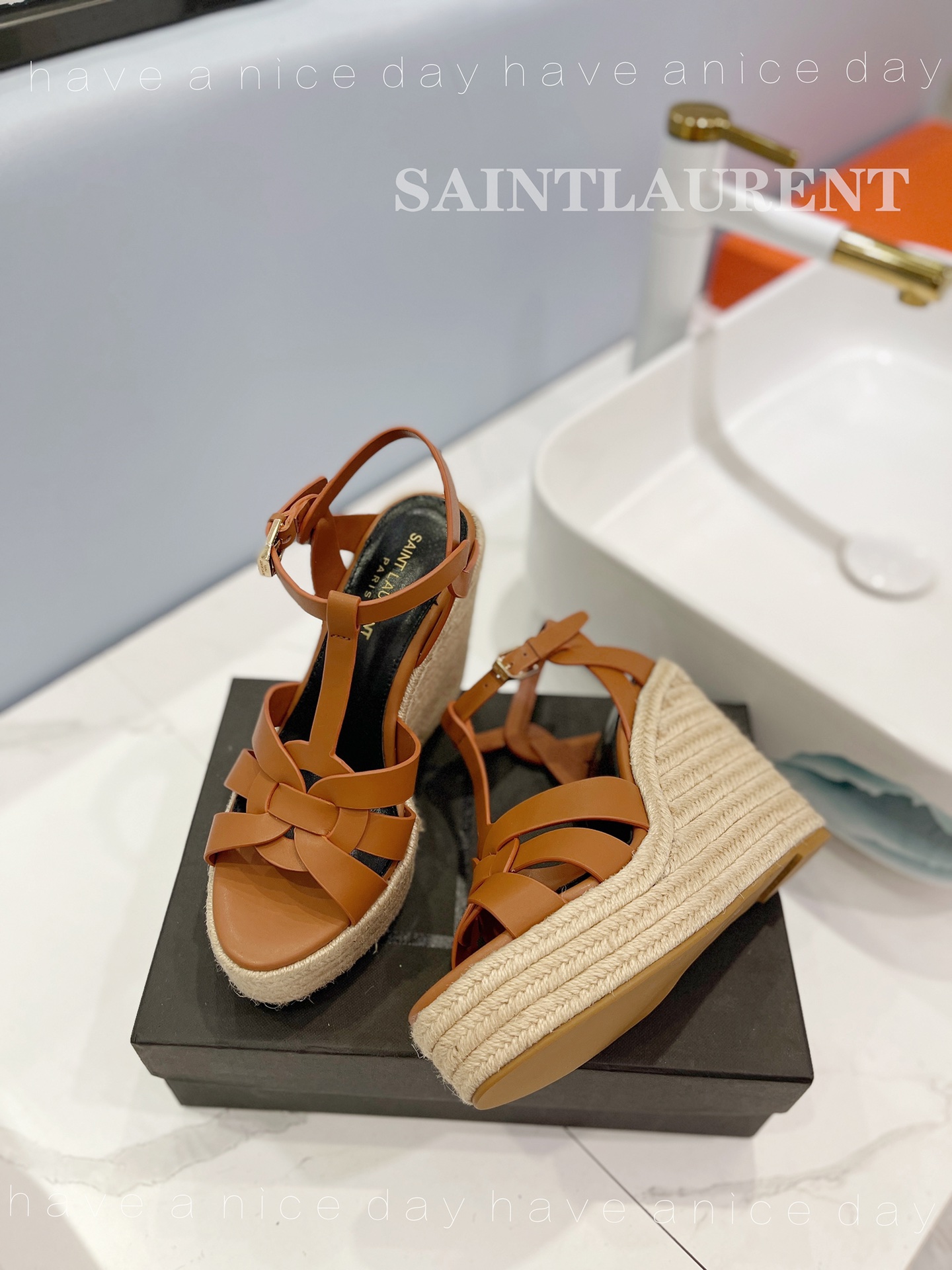 Y51 Espadrille Wedge Sandals Matte Brown