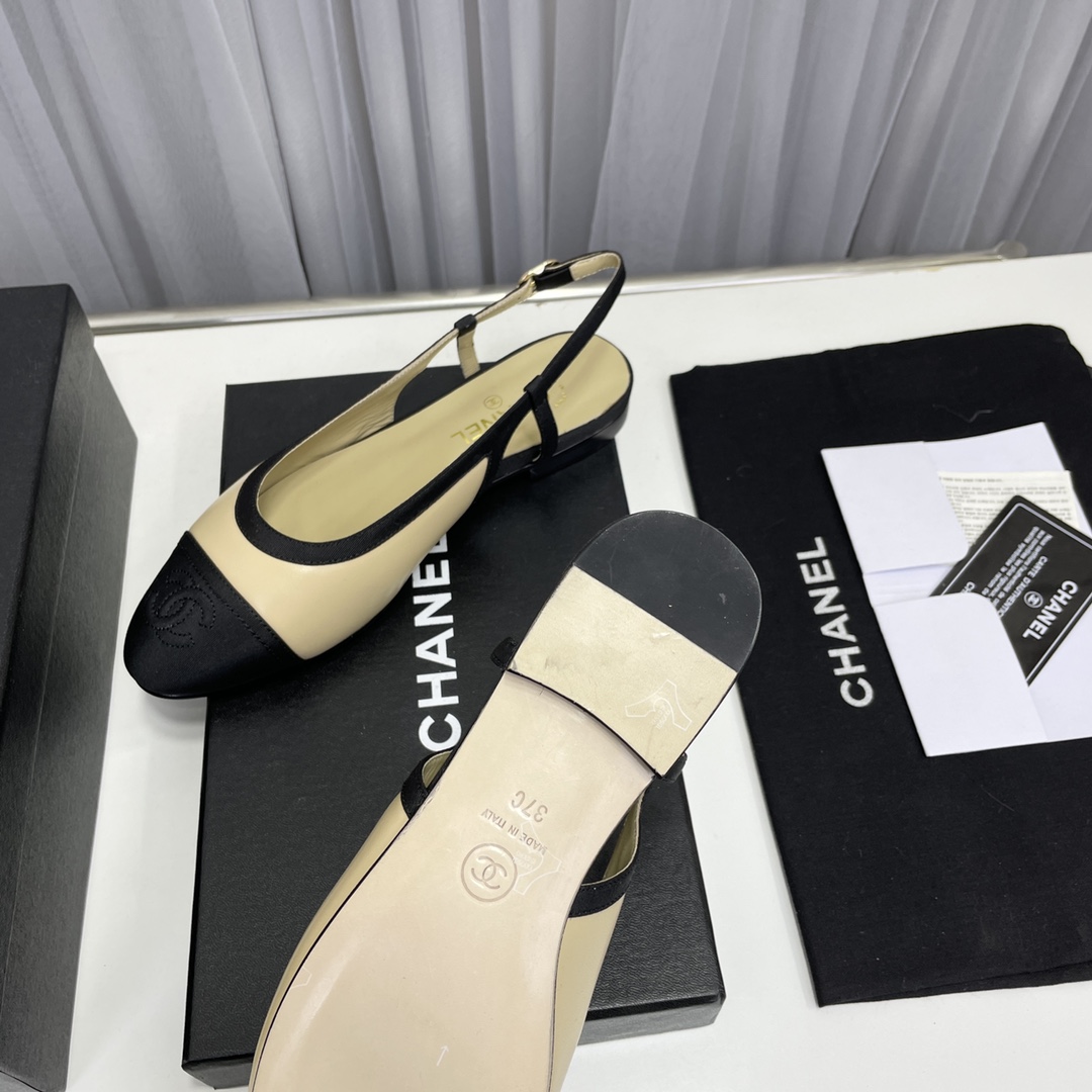 Ch**el Loafer Sandals Beige And Black 