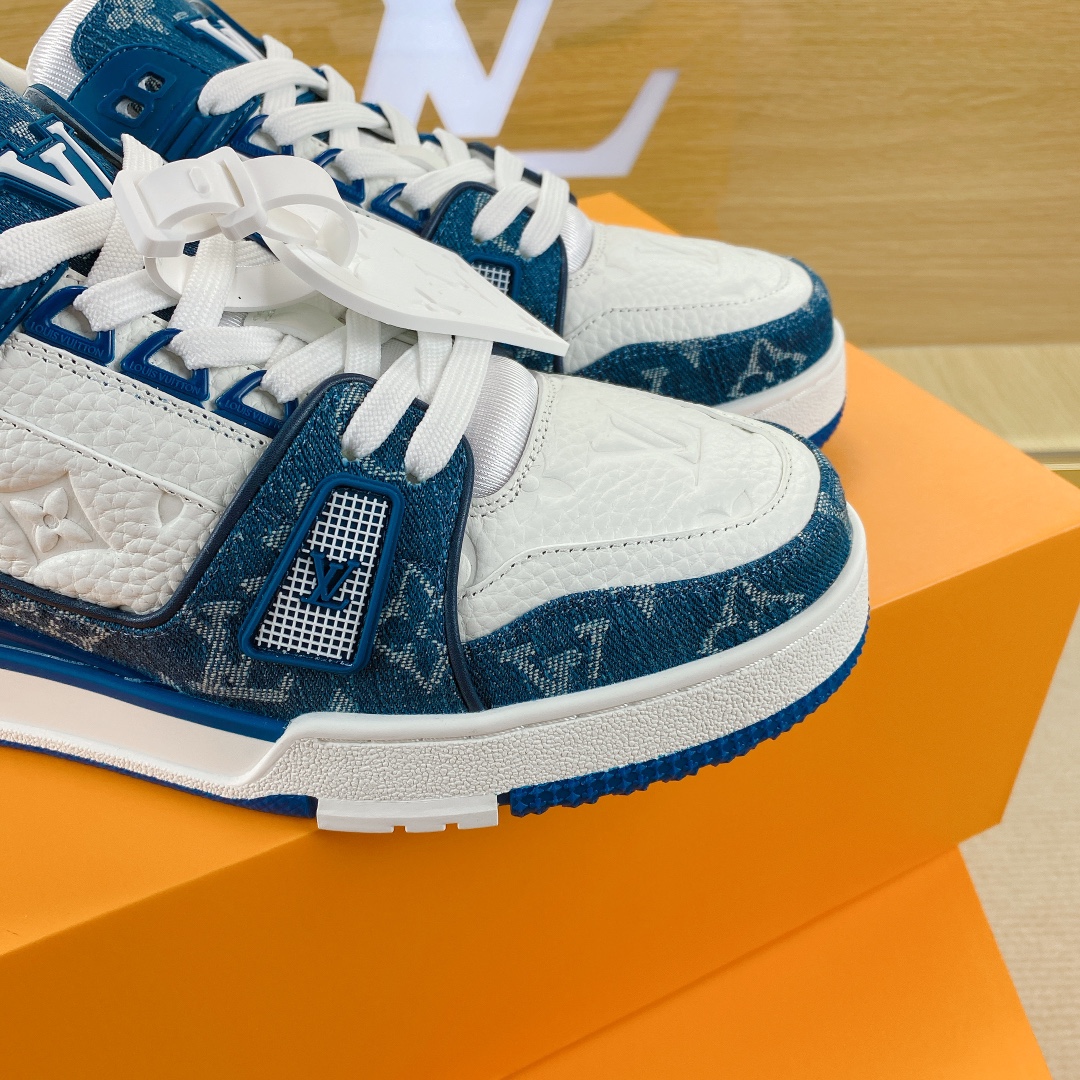 L0vis Vvtt0n Trainer Sneakers White And Blue Denim