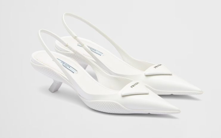 Bagsaaa Pra*a Brushed leather slingback pumps white