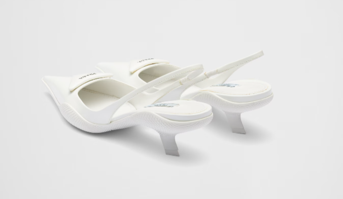 Bagsaaa Pra*a Brushed leather slingback pumps white