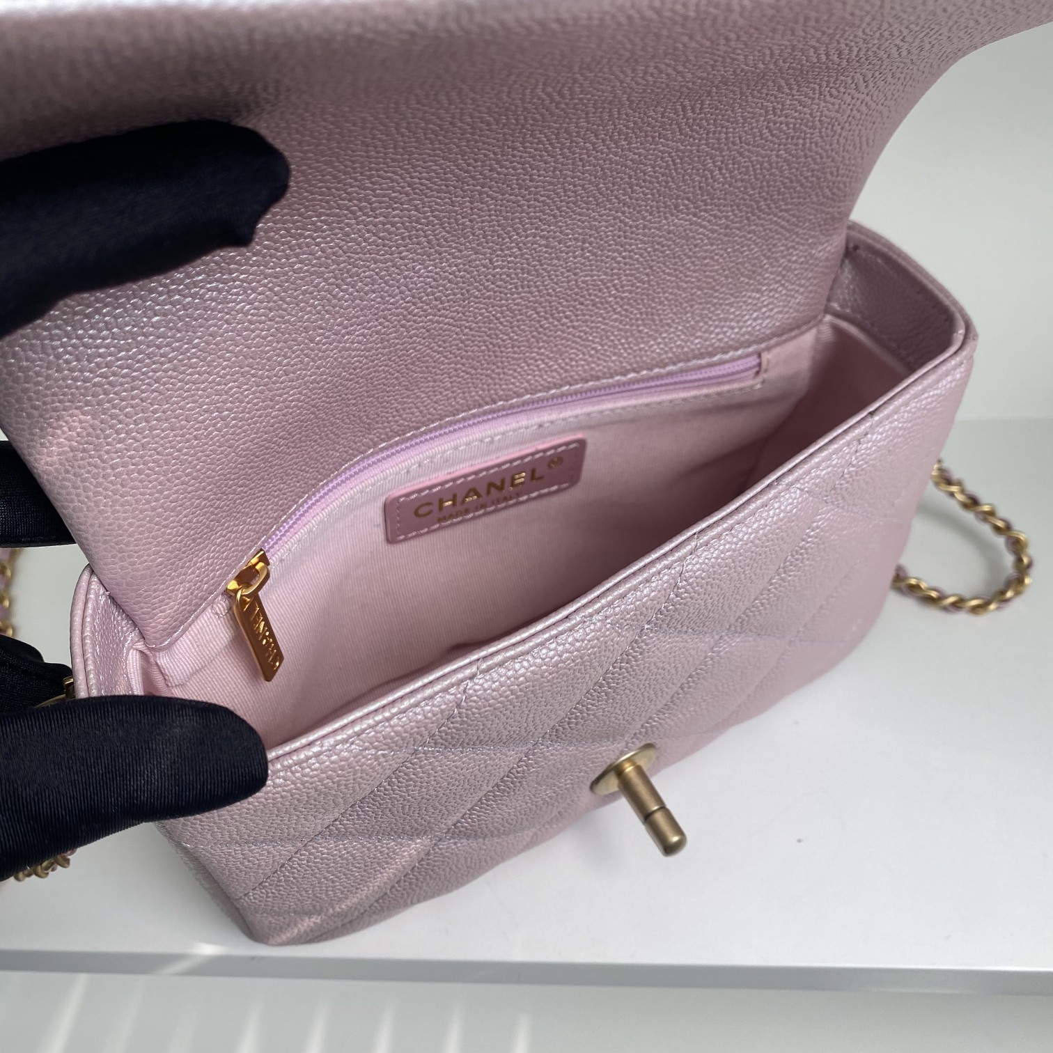 Bagsaaa Ch**el Caviar Quilted Square Mini Pink 21K - 19x13x17cm