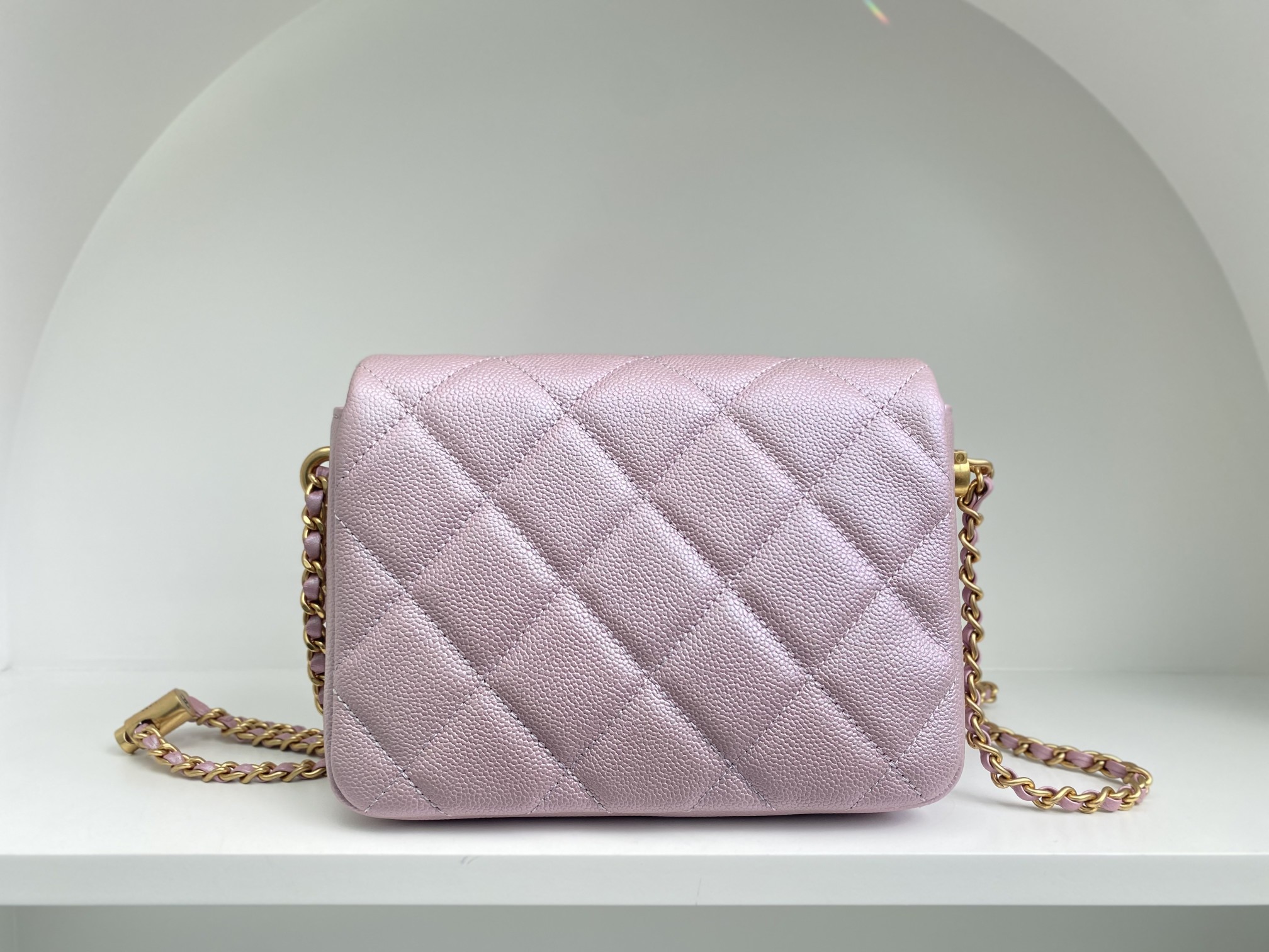Bagsaaa Ch**el Caviar Quilted Square Mini Pink 21K - 19x13x17cm
