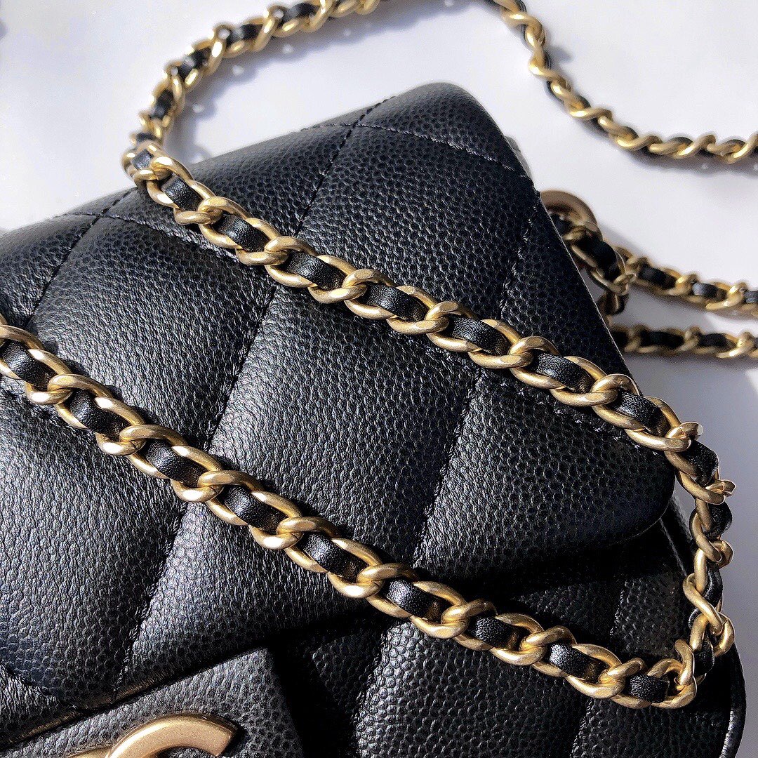 Bagsaaa Ch**el Caviar Quilted Square Mini Black 21K - 19x13x17cm