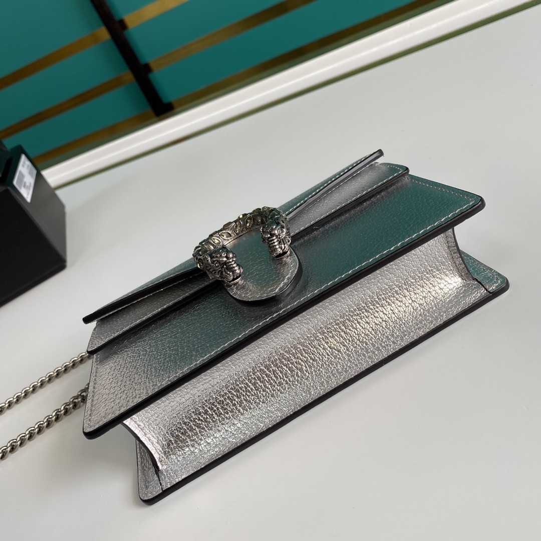 Bagsaaa Gvc*1 Dionysus S*per mini bag Silver lamé leather - 16.5x10x4cm