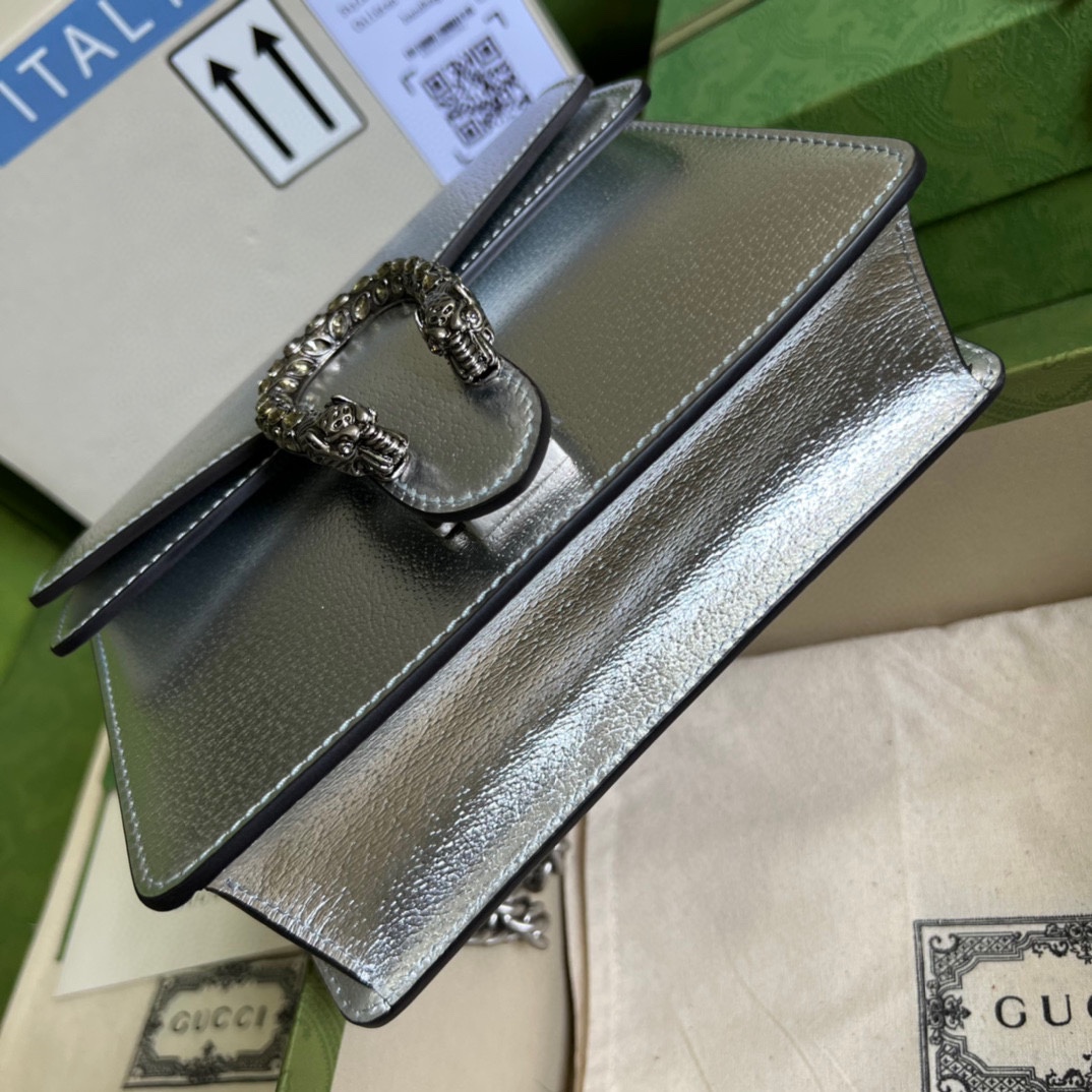 Bagsaaa Gvc*1 Dionysus small bag Silver lamé leather - 25x14x7.5cm