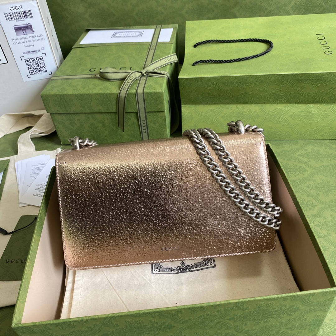 Bagsaaa Gvc*1 Dionysus small bag gold rose lamé leather - 25x14x7.5cm
