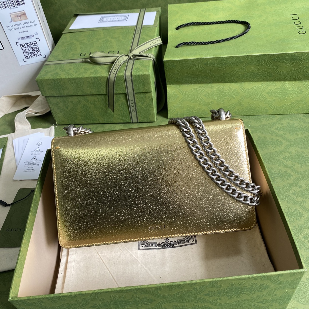 Bagsaaa Gvc*1 Dionysus small bag gold lamé leather - 25x14x7.5cm