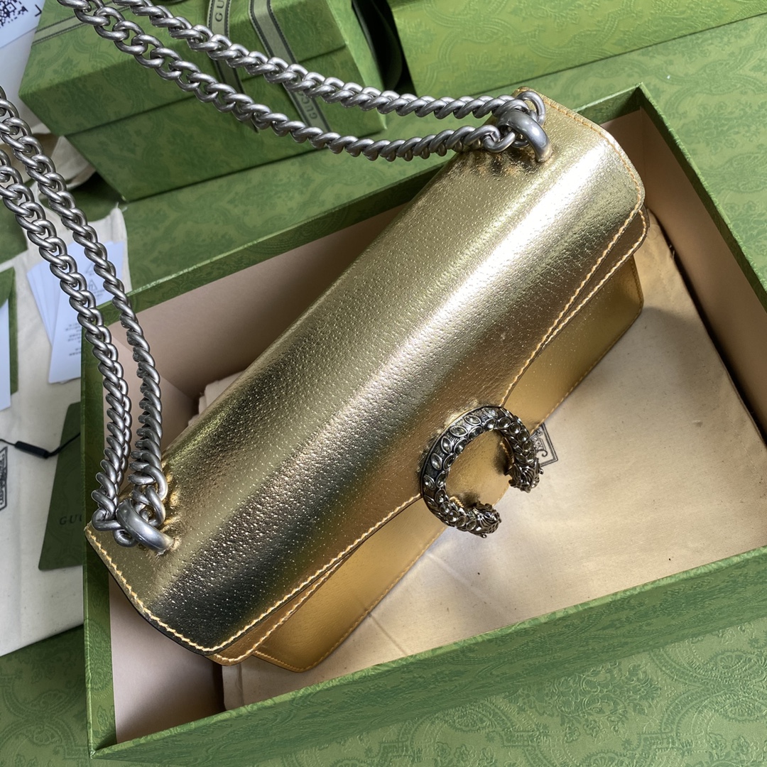 Bagsaaa Gvc*1 Dionysus small bag gold lamé leather - 25x14x7.5cm